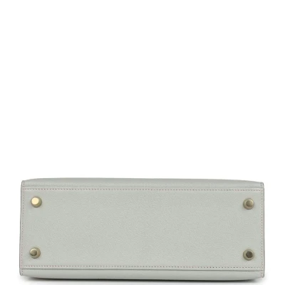 Hermes Special Order (HSS) Kelly Sellier 25 Gris Perle and Rose Sakura Chevre Brushed Gold Hardware Hermes Special Order (HSS) Kelly Sellier 25 Gris Perle and Rose Sakura Chevre Brushed Gold Hardware