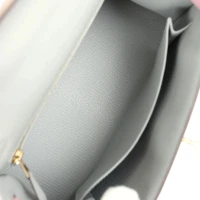 Hermes Special Order (HSS) Kelly Sellier 25 Gris Perle and Rose Sakura Chevre Brushed Gold Hardware Hermes Special Order (HSS) Kelly Sellier 25 Gris Perle and Rose Sakura Chevre Brushed Gold Hardware