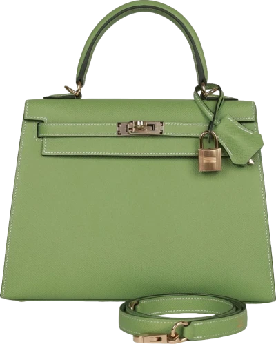 Hermes Special Order (HSS) Kelly Sellier 25 Vert Criquet Epsom Permabrass Hardware Hermes Special Order (HSS) Kelly Sellier 25 Vert Criquet Epsom Permabrass Hardware