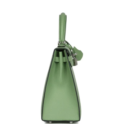 Hermes Special Order (HSS) Kelly Sellier 25 Vert Criquet Verso Epsom Palladium Hardware Hermes Special Order (HSS) Kelly Sellier 25 Vert Criquet Verso Epsom Palladium Hardware