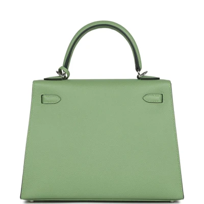 Hermes Special Order (HSS) Kelly Sellier 25 Vert Criquet Verso Epsom Palladium Hardware Hermes Special Order (HSS) Kelly Sellier 25 Vert Criquet Verso Epsom Palladium Hardware