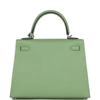 Hermes Special Order (HSS) Kelly Sellier 25 Vert Criquet Verso Epsom Palladium Hardware Hermes Special Order (HSS) Kelly Sellier 25 Vert Criquet Verso Epsom Palladium Hardware