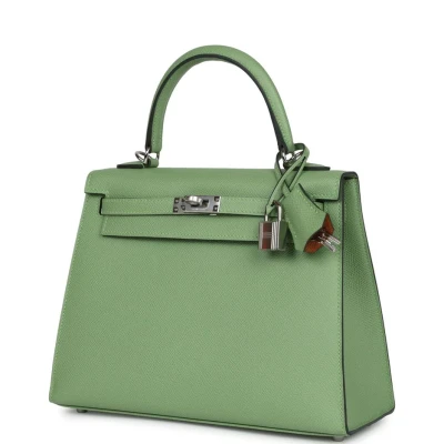 Hermes Special Order (HSS) Kelly Sellier 25 Vert Criquet Verso Epsom Palladium Hardware Hermes Special Order (HSS) Kelly Sellier 25 Vert Criquet Verso Epsom Palladium Hardware