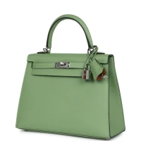 Hermes Special Order (HSS) Kelly Sellier 25 Vert Criquet Verso Epsom Palladium Hardware Hermes Special Order (HSS) Kelly Sellier 25 Vert Criquet Verso Epsom Palladium Hardware