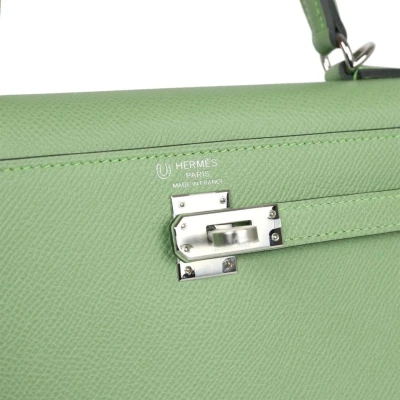 Hermes Special Order (HSS) Kelly Sellier 25 Vert Criquet Verso Epsom Palladium Hardware Hermes Special Order (HSS) Kelly Sellier 25 Vert Criquet Verso Epsom Palladium Hardware