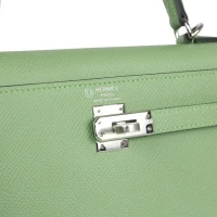 Hermes Special Order (HSS) Kelly Sellier 25 Vert Criquet Verso Epsom Palladium Hardware Hermes Special Order (HSS) Kelly Sellier 25 Vert Criquet Verso Epsom Palladium Hardware
