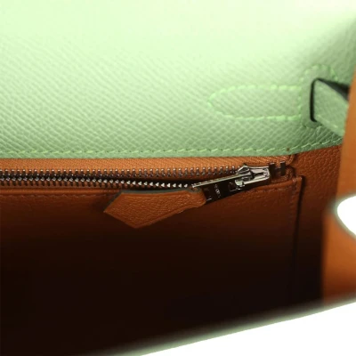 Hermes Special Order (HSS) Kelly Sellier 25 Vert Criquet Verso Epsom Palladium Hardware Hermes Special Order (HSS) Kelly Sellier 25 Vert Criquet Verso Epsom Palladium Hardware