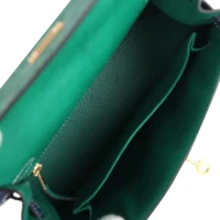 Hermes Special Order (HSS) Kelly Sellier 25 Vert Vertigo and Bleu Iris Ostrich Brushed Gold Hardware Hermes Special Order (HSS) Kelly Sellier 25 Vert Vertigo and Bleu Iris Ostrich Brushed Gold Hardware