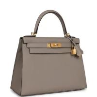 Hermes Special Order (HSS) Kelly Sellier 28 Gris Asphalte Verso Epsom Brushed Gold Hardware Hermes Special Order (HSS) Kelly Sellier 28 Gris Asphalte Verso Epsom Brushed Gold Hardware