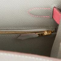Hermes Special Order (HSS) Kelly Sellier 28 Gris Mouette and Rose Azalee Epsom Brushed Gold Hardware Hermes Special Order (HSS) Kelly Sellier 28 Gris Mouette and Rose Azalee Epsom Brushed Gold Hardware