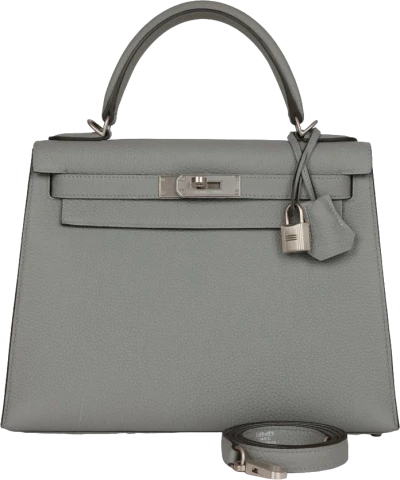 Hermes Special Order (HSS) Kelly Sellier 28 Gris Mouette Verso Togo Brushed Palladium Hardware Hermes Special Order (HSS) Kelly Sellier 28 Gris Mouette Verso Togo Brushed Palladium Hardware