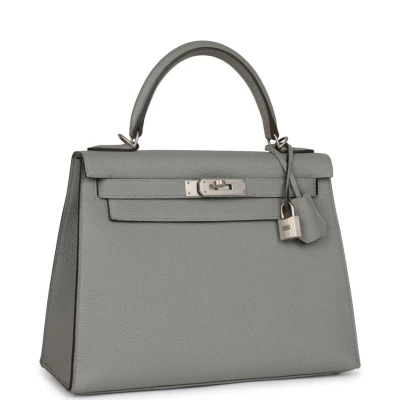 Hermes Special Order (HSS) Kelly Sellier 28 Gris Mouette Verso Togo Brushed Palladium Hardware Hermes Special Order (HSS) Kelly Sellier 28 Gris Mouette Verso Togo Brushed Palladium Hardware