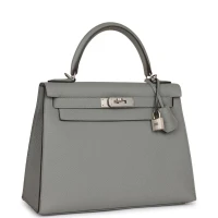 Hermes Special Order (HSS) Kelly Sellier 28 Gris Mouette Verso Togo Brushed Palladium Hardware Hermes Special Order (HSS) Kelly Sellier 28 Gris Mouette Verso Togo Brushed Palladium Hardware