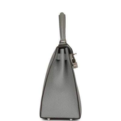 Hermes Special Order (HSS) Kelly Sellier 28 Gris Mouette Verso Togo Brushed Palladium Hardware Hermes Special Order (HSS) Kelly Sellier 28 Gris Mouette Verso Togo Brushed Palladium Hardware