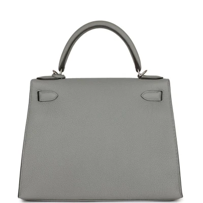 Hermes Special Order (HSS) Kelly Sellier 28 Gris Mouette Verso Togo Brushed Palladium Hardware Hermes Special Order (HSS) Kelly Sellier 28 Gris Mouette Verso Togo Brushed Palladium Hardware