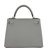 Hermes Special Order (HSS) Kelly Sellier 28 Gris Mouette Verso Togo Brushed Palladium Hardware Hermes Special Order (HSS) Kelly Sellier 28 Gris Mouette Verso Togo Brushed Palladium Hardware