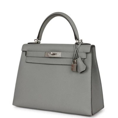 Hermes Special Order (HSS) Kelly Sellier 28 Gris Mouette Verso Togo Brushed Palladium Hardware Hermes Special Order (HSS) Kelly Sellier 28 Gris Mouette Verso Togo Brushed Palladium Hardware