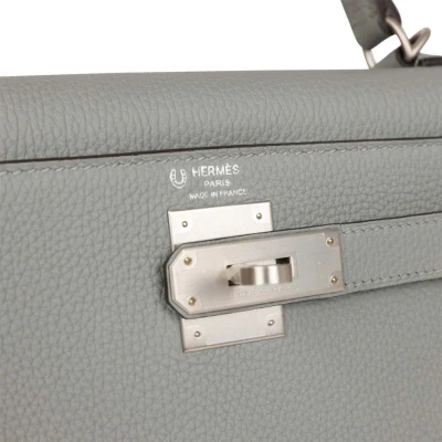 Hermes Special Order (HSS) Kelly Sellier 28 Gris Mouette Verso Togo Brushed Palladium Hardware Hermes Special Order (HSS) Kelly Sellier 28 Gris Mouette Verso Togo Brushed Palladium Hardware