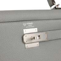 Hermes Special Order (HSS) Kelly Sellier 28 Gris Mouette Verso Togo Brushed Palladium Hardware Hermes Special Order (HSS) Kelly Sellier 28 Gris Mouette Verso Togo Brushed Palladium Hardware