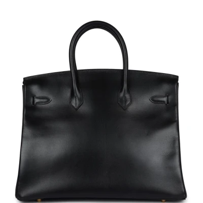 Vintage Hermes Birkin 35 Black Box Gold Hardware