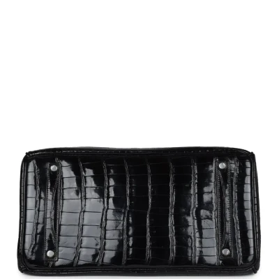Vintage Hermes Birkin 35 Black Shiny Porosus Crocodile Palladium Hardware Vintage Hermes Birkin 35 Black Shiny Porosus Crocodile Palladium Hardware