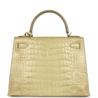 Vintage Hermes Kelly 28 Vert Celadon Natura Shiny Alligator Gold Hardware Vintage Hermes Kelly 28 Vert Celadon Natura Shiny Alligator Gold Hardware