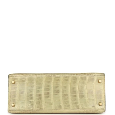 Vintage Hermes Kelly 28 Vert Celadon Natura Shiny Alligator Gold Hardware Vintage Hermes Kelly 28 Vert Celadon Natura Shiny Alligator Gold Hardware