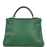 Vintage Hermes Kelly Retourne 32 Vert Bengale Courchevel Gold Hardware