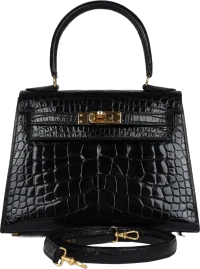 Vintage Hermes Kelly Sellier 20 Black Shiny Alligator Gold Hardware Vintage Hermes Kelly Sellier 20 Black Shiny Alligator Gold Hardware