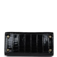 Vintage Hermes Kelly Sellier 20 Black Shiny Alligator Gold Hardware Vintage Hermes Kelly Sellier 20 Black Shiny Alligator Gold Hardware