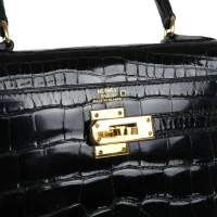 Vintage Hermes Kelly Sellier 20 Black Shiny Alligator Gold Hardware Vintage Hermes Kelly Sellier 20 Black Shiny Alligator Gold Hardware