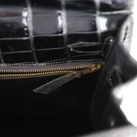 Vintage Hermes Kelly Sellier 32 Black Shiny Porosus Crocodile Gold Hardware Vintage Hermes Kelly Sellier 32 Black Shiny Porosus Crocodile Gold Hardware
