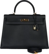 Vintage Hermes Kelly Sellier 35 Black Fjord Gold Hardware Vintage Hermes Kelly Sellier 35 Black Fjord Gold Hardware