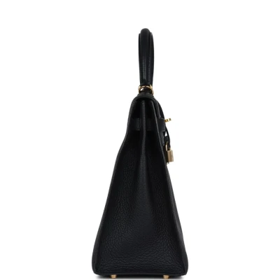 Vintage Hermes Kelly Sellier 35 Black Fjord Gold Hardware Vintage Hermes Kelly Sellier 35 Black Fjord Gold Hardware