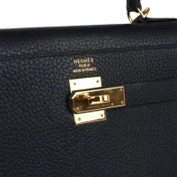 Vintage Hermes Kelly Sellier 35 Black Fjord Gold Hardware Vintage Hermes Kelly Sellier 35 Black Fjord Gold Hardware