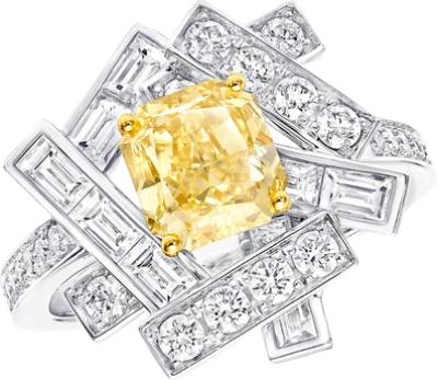 Threads Yellow and White Diamond Ring Graff