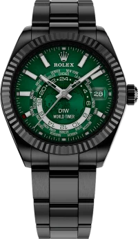 Rolex DiW Sky-Dweller World Timer Black DLC Green CUSTOM Rolex DiW Sky-Dweller World Timer Black DLC Green CUSTOM