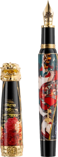 Montegrappa Bijo-To-Yaju Fountain Pen, Gold Plated Sterling Silver Montegrappa Bijo-To-Yaju Fountain Pen, Gold Plated Sterling Silver