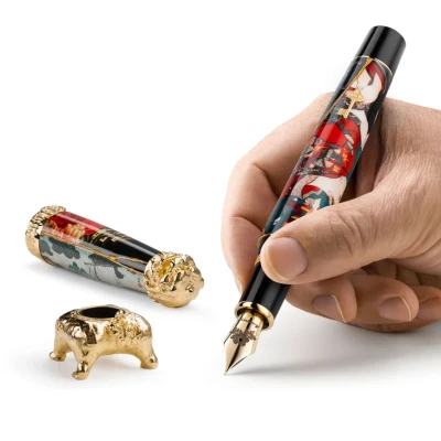 Montegrappa Bijo-To-Yaju Fountain Pen, Gold Plated Sterling Silver Montegrappa Bijo-To-Yaju Fountain Pen, Gold Plated Sterling Silver