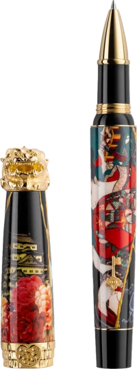 Montegrappa Bijo-To-Yaju Pen, Gold Plated Sterling Silver Montegrappa Bijo-To-Yaju Pen, Gold Plated Sterling Silver