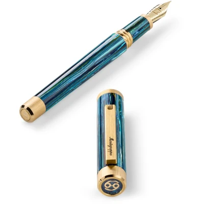 Montegrappa Zero Zodiac Cancer Fountain Pen, Yellow Gold IP Steel, 14k Gold Nib Montegrappa Zero Zodiac Cancer Fountain Pen, Yellow Gold IP Steel, 14k Gold Nib