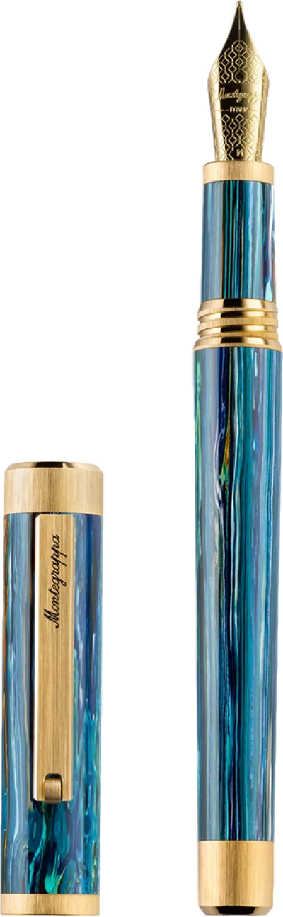 Montegrappa Zero Zodiac Cancer Fountain Pen, Yellow Gold IP Steel, Steel Nib