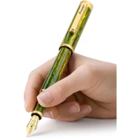 Montegrappa Zero Zodiac Gemini Fountain Pen, Yellow Gold IP Steel, 14k Gold Nib