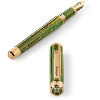 Montegrappa Zero Zodiac Gemini Fountain Pen, Yellow Gold IP Steel, 14k Gold Nib