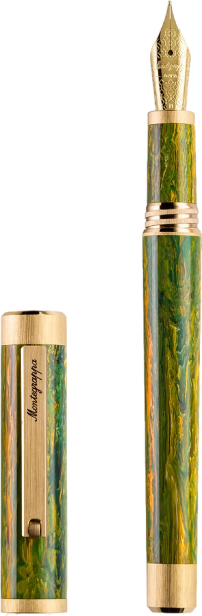 Montegrappa Zero Zodiac Gemini Fountain Pen, Yellow Gold IP Steel, Steel Nib