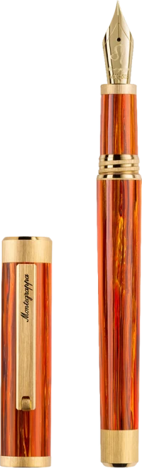 Montegrappa Zero Zodiac Leo Fountain Pen, Yellow Gold IP Steel, 14k Gold Nib Montegrappa Zero Zodiac Leo Fountain Pen, Yellow Gold IP Steel, 14k Gold Nib