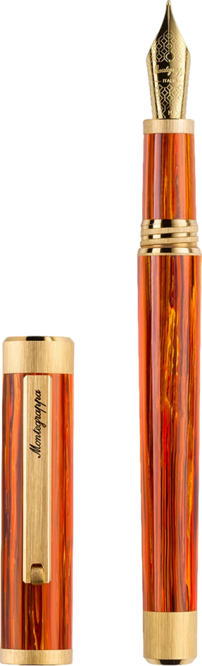 Montegrappa Zero Zodiac Leo Fountain Pen, Yellow Gold IP Steel, Steel Nib