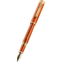 Montegrappa Zero Zodiac Leo Fountain Pen, Yellow Gold IP Steel, Steel Nib