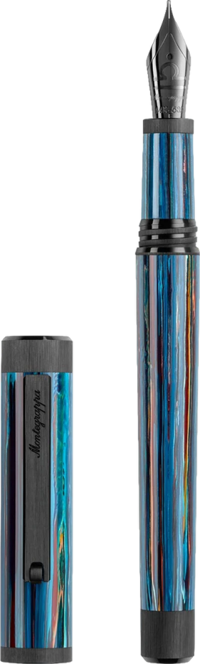 Montegrappa Zero Zodiac Libra Fountain Pen, Ultra Black IP Steel, Gold 14k Nib
