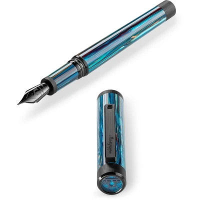 Montegrappa Zero Zodiac Libra Fountain Pen, Ultra Black IP Steel, Gold 14k Nib